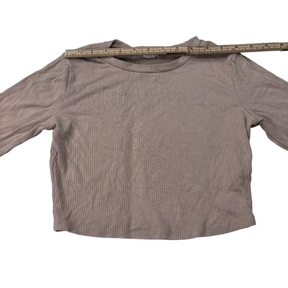 Garage Ribbed Long Sleeve Crop Top P/S Taupe Rayon/Spandex Blend Comfortable & S - Picture 4 of 9